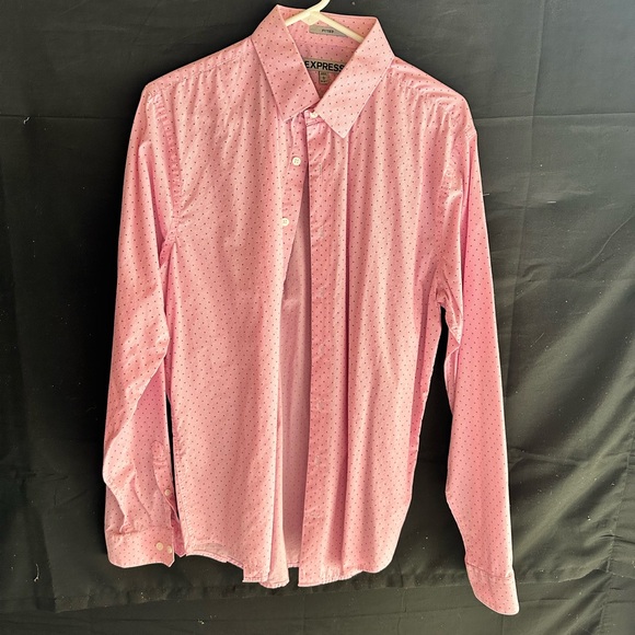 Pink Dot Pattern Express Fitted Dress Shirt - Picture 1 of 4